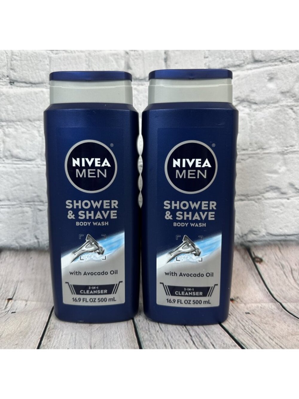 2-Nivea Men Shower & Shave Body Wash 3-in-1 Cleanser w/ Avocado Oil, 16.9oz
